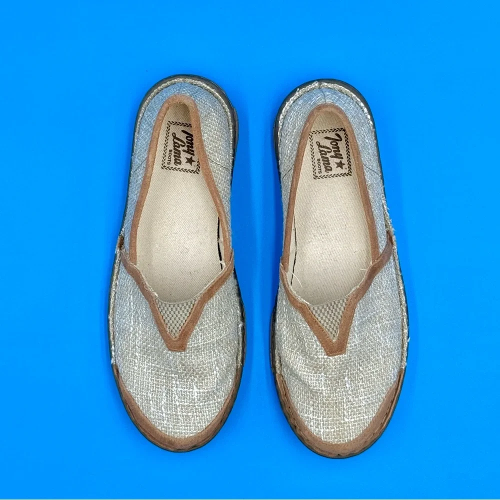 Tony Lama Tan and‎ Cream Slip-On Loafers